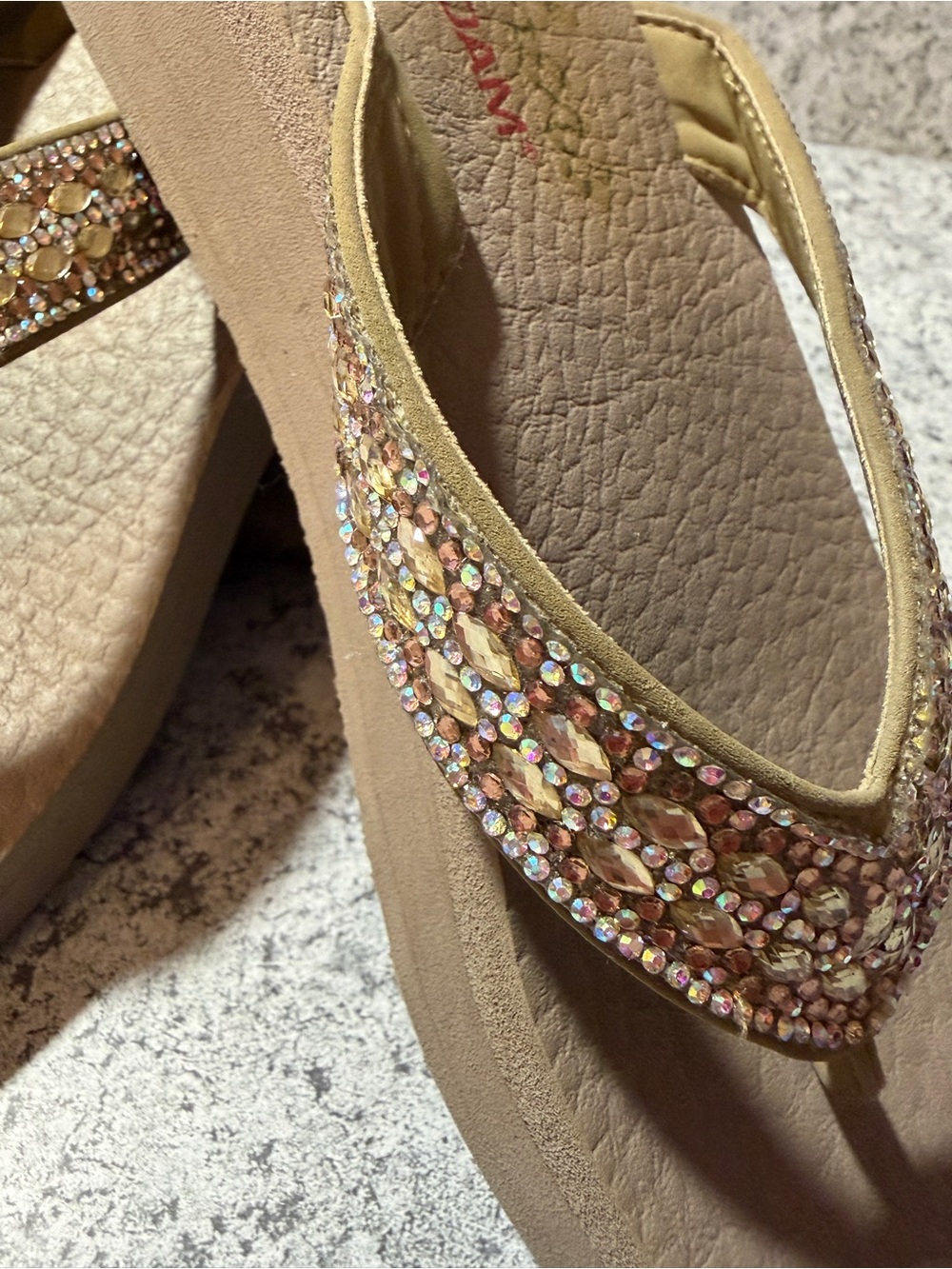 Skechers Vinyasa Glory Rhinestone Wedge Flip Flops with Yoga Foam. Ladies Size 8 - Picture 3 of 8